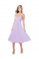 Online Draped Midi Length Chiffon Bridesmaid Dress with Ruched Bodice
