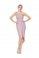 Online High Low One Shoulder Ruffles V-Neck Chiffon Wrap Bridesmaid Dress
