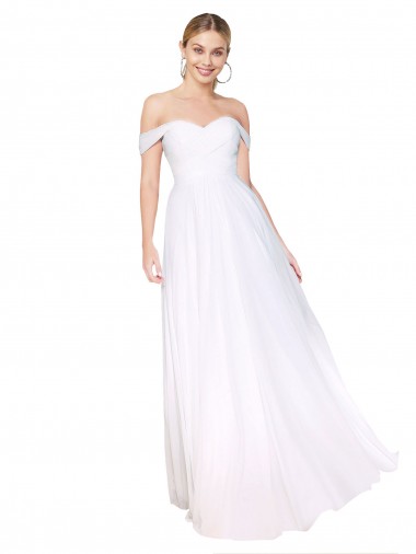 Online Off the Shoulder Long Full Length Chiffon Bridesmaid Dress