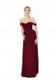Online Shirred Sweetheat Neckline Off the Shoulder Long Chiffon Bridesmaid Dress