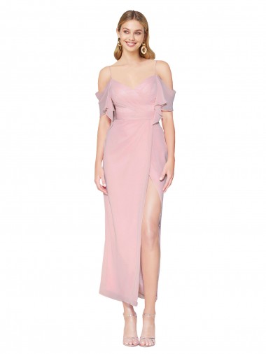 Online Mermaid Cold Shoulder Short Knee Length Chiffon Bridesmaid Dress