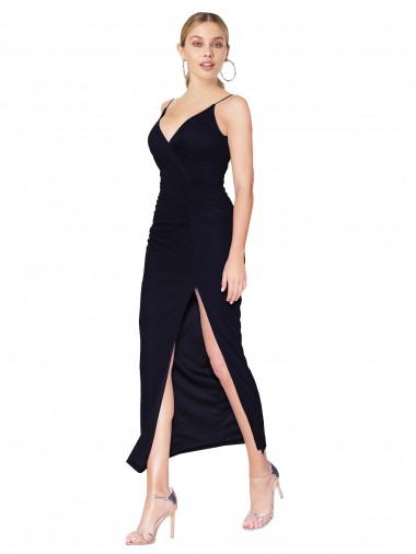 Online Short High Neck Spaghetti Straps Chiffon Bridesmaid Dress