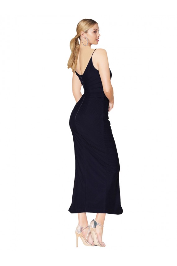 Online Short High Neck Spaghetti Straps Chiffon Bridesmaid Dress