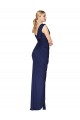 Online Draped V-Neck Long Chiffon Bridesmaid Dress with Front Slit