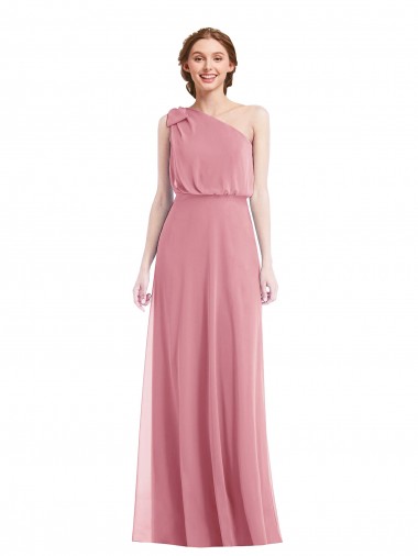 Online One Shoulder Bow Blouson Bodice Maxi Bridesmaid Dress