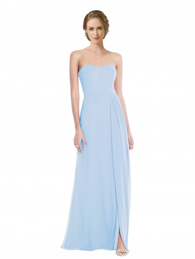 Online Strapless Sweetheart Maxi Bridesmaid Dress with Pleated Front Slit