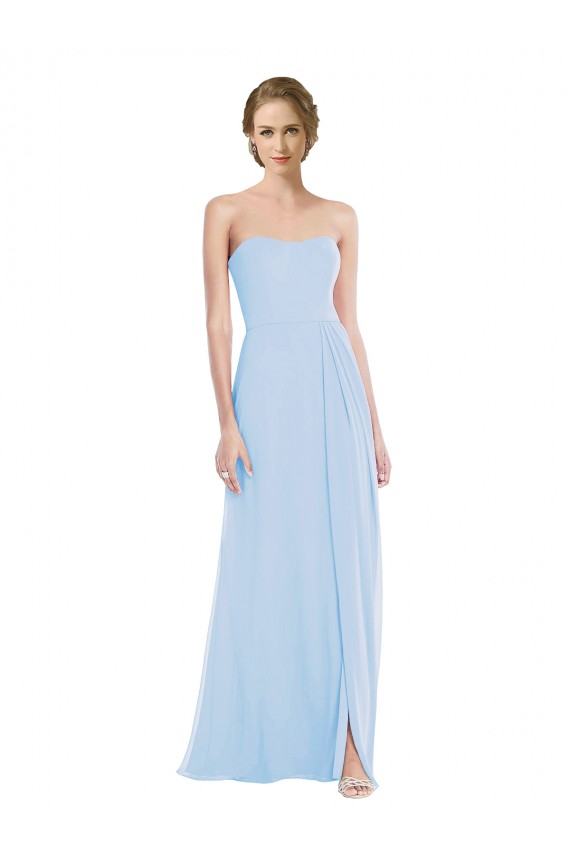 Online Strapless Sweetheart Maxi Bridesmaid Dress with Pleated Front Slit