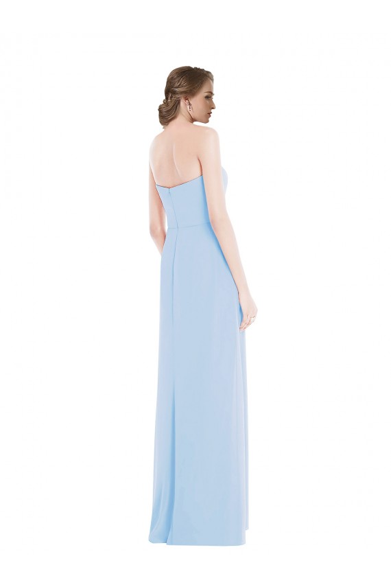 Online Strapless Sweetheart Maxi Bridesmaid Dress with Pleated Front Slit