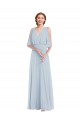 Online V-Neck Split Sleeves Blouson Bodice Maxi Bridesmaid Dress