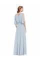 Online V-Neck Split Sleeves Blouson Bodice Maxi Bridesmaid Dress