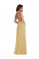 Online Stand Collar Halter Maxi Bridesmaid Dress with Criss Cross Open Back
