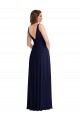 Online Deep V-Neck Chiffon Maxi Bridesmaid Dress with Front Slit