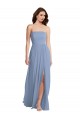 Online Strapless A-Line Maxi Bridesmaid Dress with Front Slit