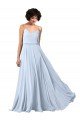 Online V-Neck Blouson Waist Long Chiffon Bridesmaid Dress with Straps