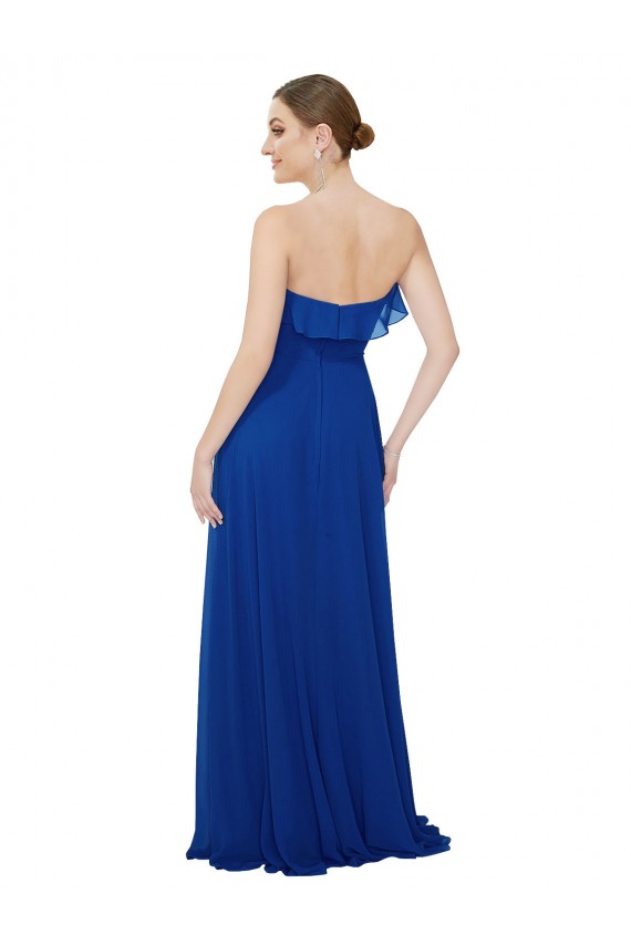 Online Ruffled Chiffon Strapless Bridesmaid Dress