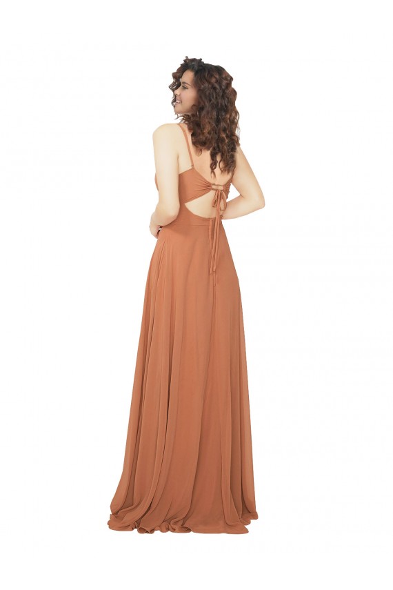 Online Chiffon Bridesmaid Dress with Tie Back Keyhole