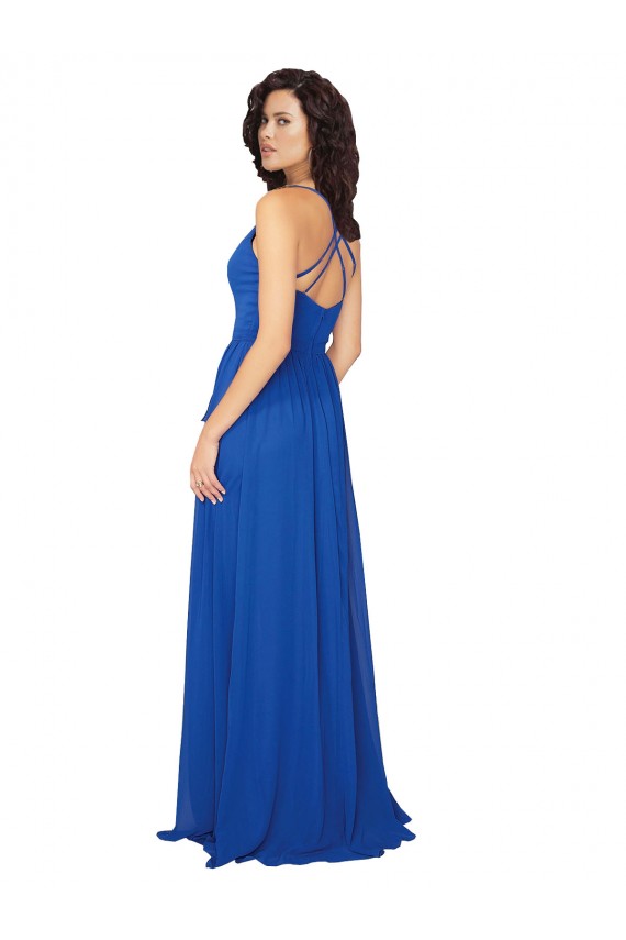 Online Chiffon Bridesmaid Dress with Strappy Back