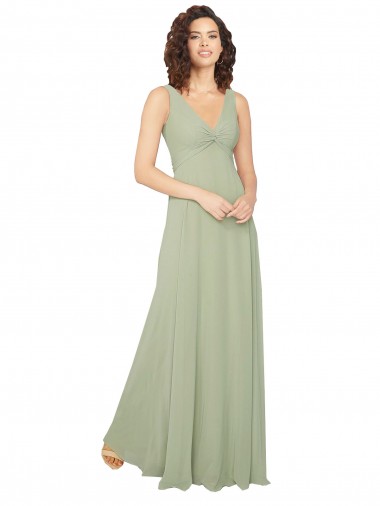 Online Knotted Bodice Chiffon Bridesmaid Dress