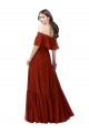 Online Off the Shoulder Ruffle Chiffon Bridesmaid Dress
