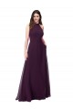 Online Chiffon High-Halter Bridesmaids Dress with Keyhole Back
