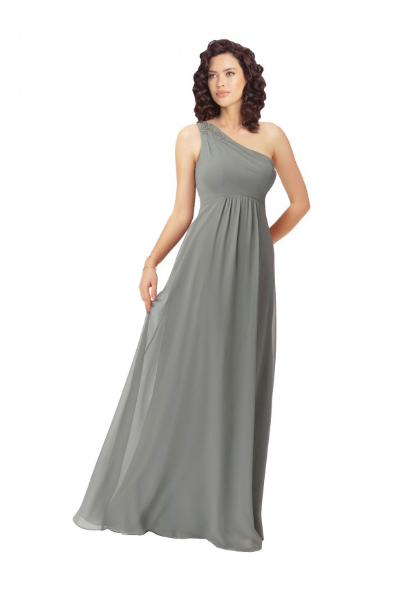 Online Embroidered One Shoulder Chiffon Bridesmaid Dress