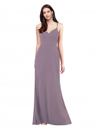 Online Simple Floor-Length Chiffon Bridesmaid Dress with Criss-Cross Back