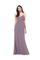 Online Simple Floor-Length Chiffon Bridesmaid Dress with Criss-Cross Back