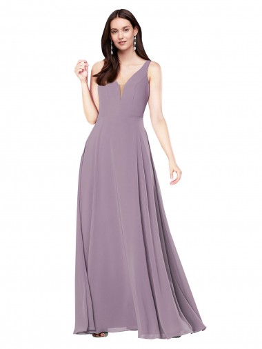 Online Long Formal Chiffon Bridesmaid Dress with Open Back