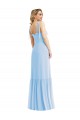Online Tie Shoulder Bustier Bodice Ruffle Hem Maxi Bridesmaid Dress