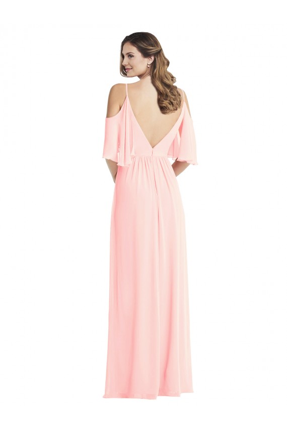 Online Cold Shoulder Draped Wrap Maxi Bridesmaid Dress