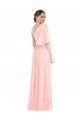 Online One Shoulder Bell Sleeves Chiffon Maxi Bridesmaid Dress