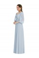 Online Off the Shoulder Puff Sleeve Maxi Bridesmaid Dress with Front Slit