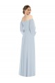 Online Off the Shoulder Puff Sleeve Maxi Bridesmaid Dress with Front Slit