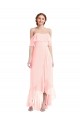 Online Off the Shoulder Ruffled High Low Maxi Bridesmaid Dress