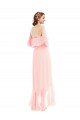 Online Off the Shoulder Ruffled High Low Maxi Bridesmaid Dress