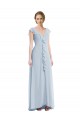 Online Ruffle Trimmed V Back Chiffon Maxi Bridesmaid Dress