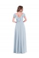 Online Ruffle Trimmed V Back Chiffon Maxi Bridesmaid Dress