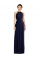 Online Tie Neck Lace Halter Pleated Skirt Maxi Bridesmaid Dress