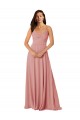 Online Twist-Knot V-Neck Long Chiffon Bridesmaid Dress