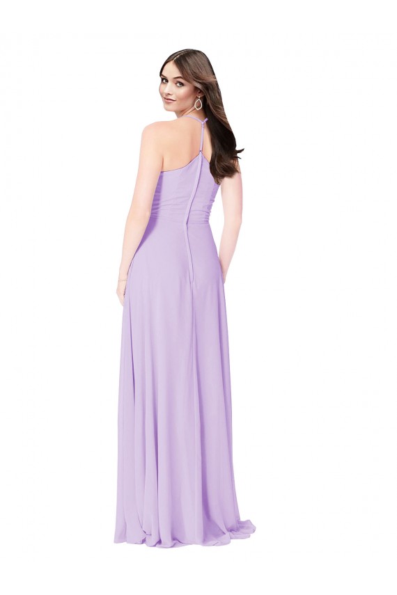 Online Chiffon A-Line Bridesmaid Dress with Halter Back