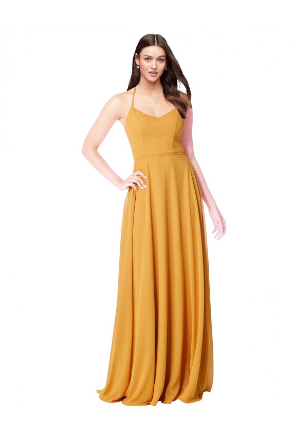 Online Chiffon A-Line Bridesmaid Dress with Halter Back