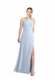 Online Halter Neck Long Chiffon Bridesmaid Dress with Strappy Back and Daring Side Slit