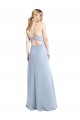 Online Halter Neck Long Chiffon Bridesmaid Dress with Strappy Back and Daring Side Slit