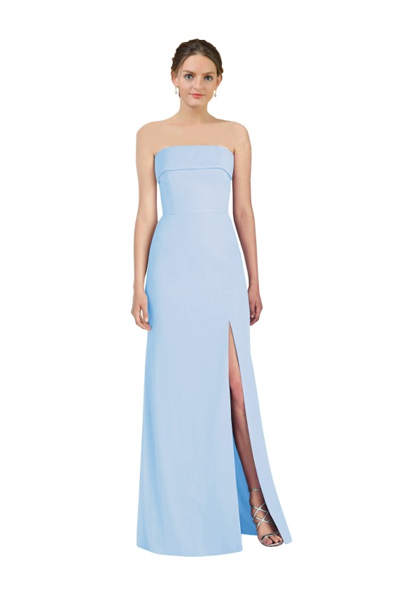 Online Strapless Trumpet Chiffon Bridesmaid Dress with Thigh high Slit