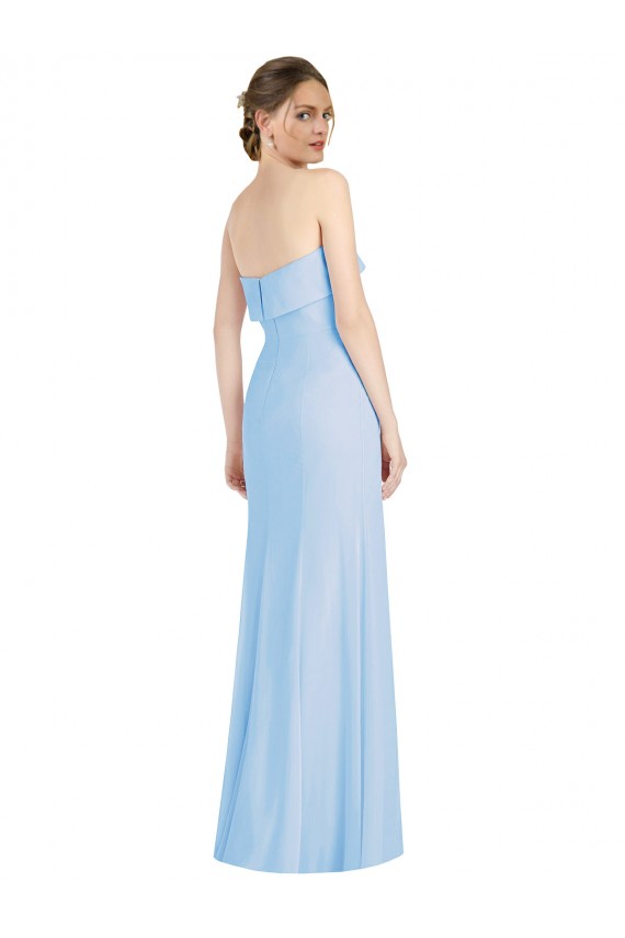 Online Strapless Trumpet Chiffon Bridesmaid Dress with Thigh high Slit