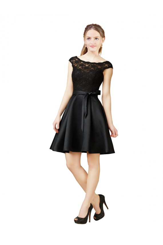 Online Lace and Satin Bridesmaid Dress with V-Back