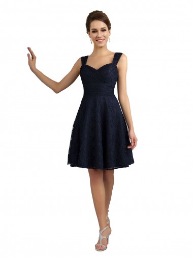 Online Lace Bridesmaid Dress with Sweetheart Neckline and Button Back Detail