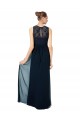 Online Long Chiffon Bridesmaid Dress with Lace Sleeveless Bodice and Keyhole Back