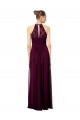 Online Lace Halter Bodice Long Chiffon Bridesmaid Dress