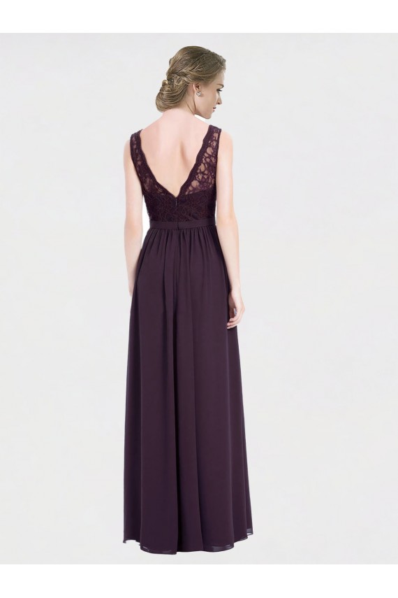 Online V-Neck Bridesmaid Dress with Corded Lace Bodice
